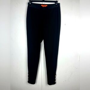 Tory Burch Alexis Black Ponte Knit Leggings Gold Ankle Buttons